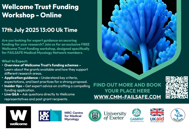 MRC Centre for Medical Mycology (@mrccmm) on Twitter photo Are you looking for expert guidance on navigating the competitive world of applying for medical research funding? The <a href="/MRCcmm/">MRC Centre for Medical Mycology</a> is running an ONLINE workshop on applying for Wellcome Trust funding:
📅17th July 2025
⏰13:00 (UK Time)
More info at:
cmm-failsafe.com/wellcome-trust… Are you looking for expert guidance on navigating the competitive world of applying for medical research funding? The <a href="/MRCcmm/">MRC Centre for Medical Mycology</a> is running an ONLINE workshop on applying for Wellcome Trust funding:
📅17th July 2025
⏰13:00 (UK Time)
More info at:
cmm-failsafe.com/wellcome-trust…