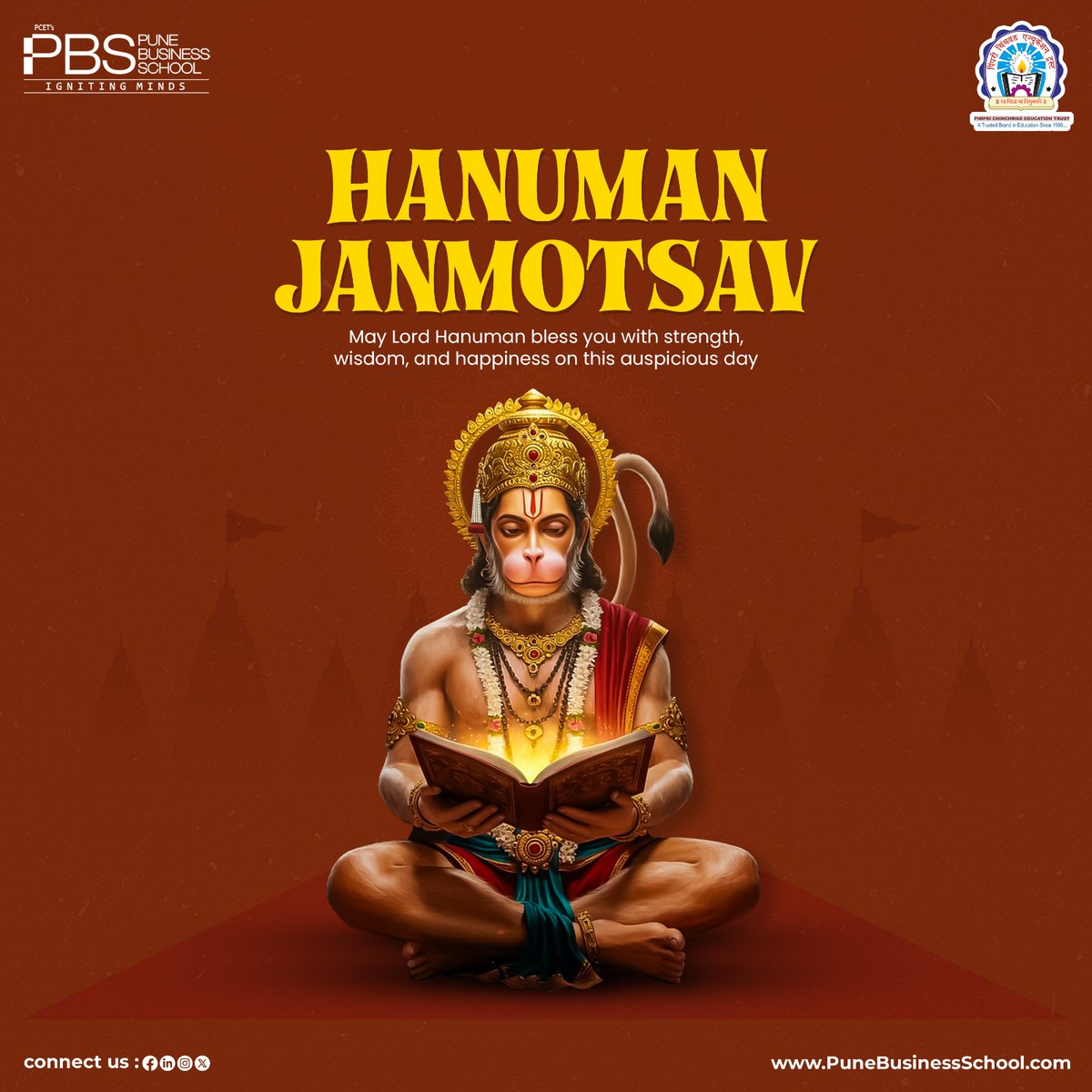 school_pune's tweet photo. 🚩Devotee of Shri Ram, God of Power –May your life be blessed with the blessings of Hanuman.!
Warm wishes to everyone on the occasion of Shri Hanuman Janmotsav!
Jai Shri Ram, Jai Hanuman!🙏🔥

#PCET #PBS #HanumanJanmotsav #JaiHanuman🚩 #हनुमानजन्मोत्सव #जयहनुमान #HanumanJayanti https://t.co/f6dALwWNj4