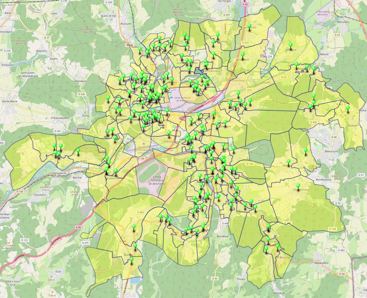 Hades73440's tweet photo. Cartographie de la région Franche-Comté à 100 % Zone #Rip + Zone #AMII #FTTH #fibre #SRO #NRO #Dioptic #HASF #Prisme #Orange #overpass #OSM 
Territoire de Belfort fini !
Prochainement la Bourgogne ou les 2 Savoie ?! 
ou la zone #AMII de Mulhouse ou Chalon !? https://t.co/wPVV2D0fiv