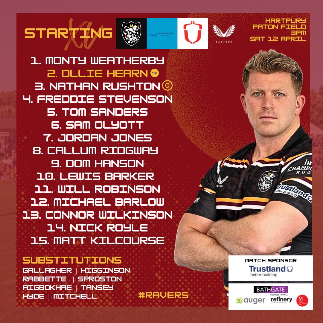 Caldy RFC (@caldyrfc) on Twitter photo ๐๐๐๐ฆ ๐๐๐ฐ๐ฌ - ๐ ๐ฐ๐ถ๐ณ ๐๐ข๐ท๐ฆ๐ณ๐ด ๐ชฉ
One Fiddy for <a href="/Olliehearn/">Ollie Hearn</a> ๐
Hanson gets first start๐ฆ
๐ <a href="/HartpuryRFC/">Hartpury RFC</a>
โฐ 3PM
๐ Sat 12th April
๐ Paton Field
๐ Round 16 <a href="/Champrugby/">Championship Rugby</a>
๐ค <a href="/TrustlandLtd/">Trustland Construction</a>
๐ธ <a href="/Olliehearn/">Ollie Hearn</a>
ยฉ๏ธ Nathan Rushton
#JoinTheJourney #Ravers ๐๐๐๐ฆ ๐๐๐ฐ๐ฌ - ๐ ๐ฐ๐ถ๐ณ ๐๐ข๐ท๐ฆ๐ณ๐ด ๐ชฉ
One Fiddy for <a href="/Olliehearn/">Ollie Hearn</a> ๐
Hanson gets first start๐ฆ
๐ <a href="/HartpuryRFC/">Hartpury RFC</a>
โฐ 3PM
๐ Sat 12th April
๐ Paton Field
๐ Round 16 <a href="/Champrugby/">Championship Rugby</a>
๐ค <a href="/TrustlandLtd/">Trustland Construction</a>
๐ธ <a href="/Olliehearn/">Ollie Hearn</a>
ยฉ๏ธ Nathan Rushton
#JoinTheJourney #Ravers