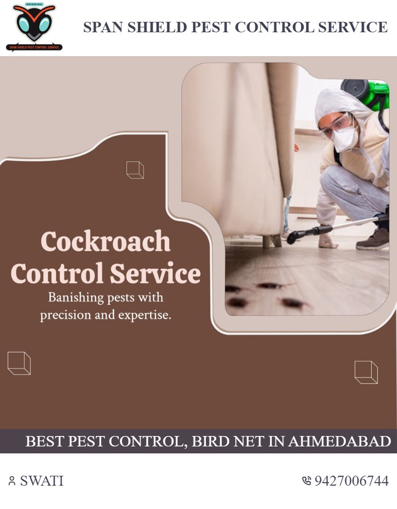 Spanshieldpest's tweet image. Cockroaches in your kitchen are more than just a nuisance – they can carry harmful bacteria! Protect your family and your home with Span Shield's expert pest control services in Ahmedabad. For the best pest control, just call Span Shield! #spanshield pestcontrolahmedabad.net