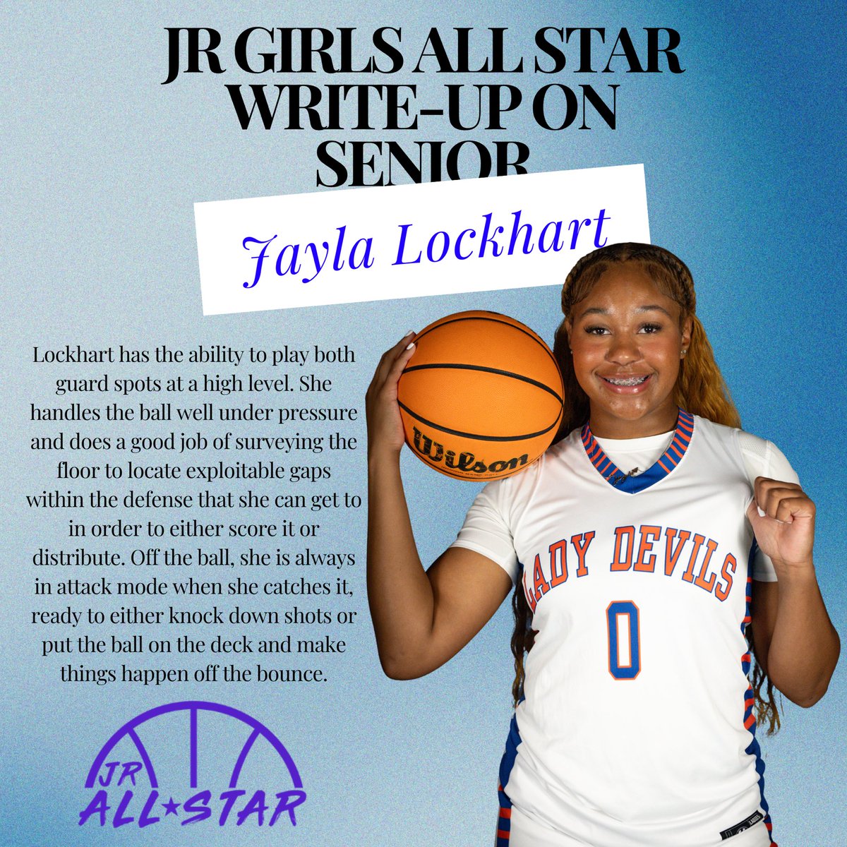 Huge congrats to Jayla Lockhart on being featured in the Jr Girls All Star write-up! Your hard work, dedication, and passion for the game are truly paying off. 🔥
