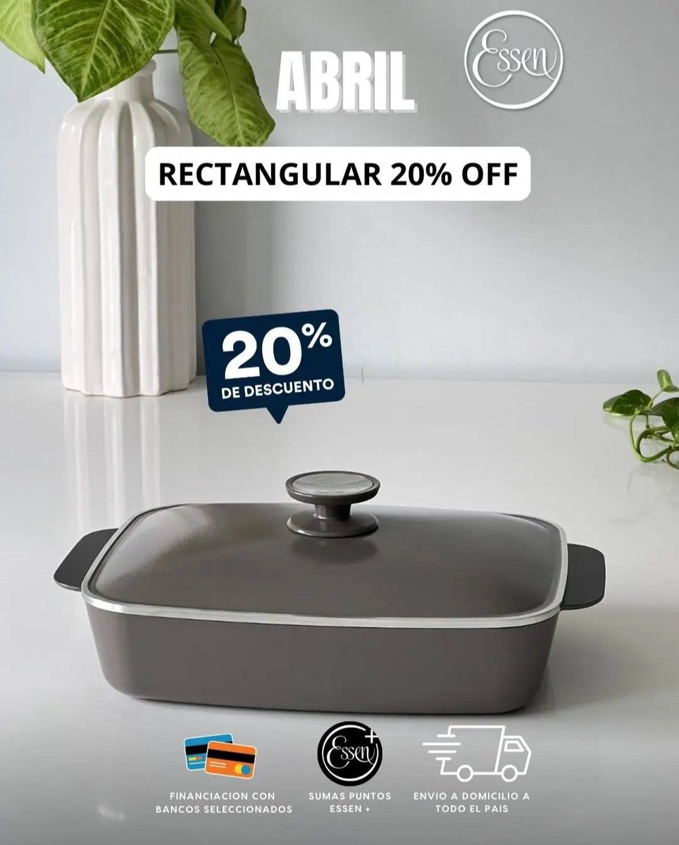 clauluniale2's tweet photo. Promo Especial de #hoy en todo #Essen con @bbva 🌟 Hasta el #domingo 

#Abril renovado en #Essen
#LINEAFUSION
#SETBOWL con tapa
#Fuenterecatangular 20%off
COMBAZO #cacerola28 + #sarten28 = #cacerola18 de regalo 🎁

Vení a ClauEssenDevoto
Envíos a todo el país 🚚
📲 1141473671 https://t.co/Wo8AwxBZtc