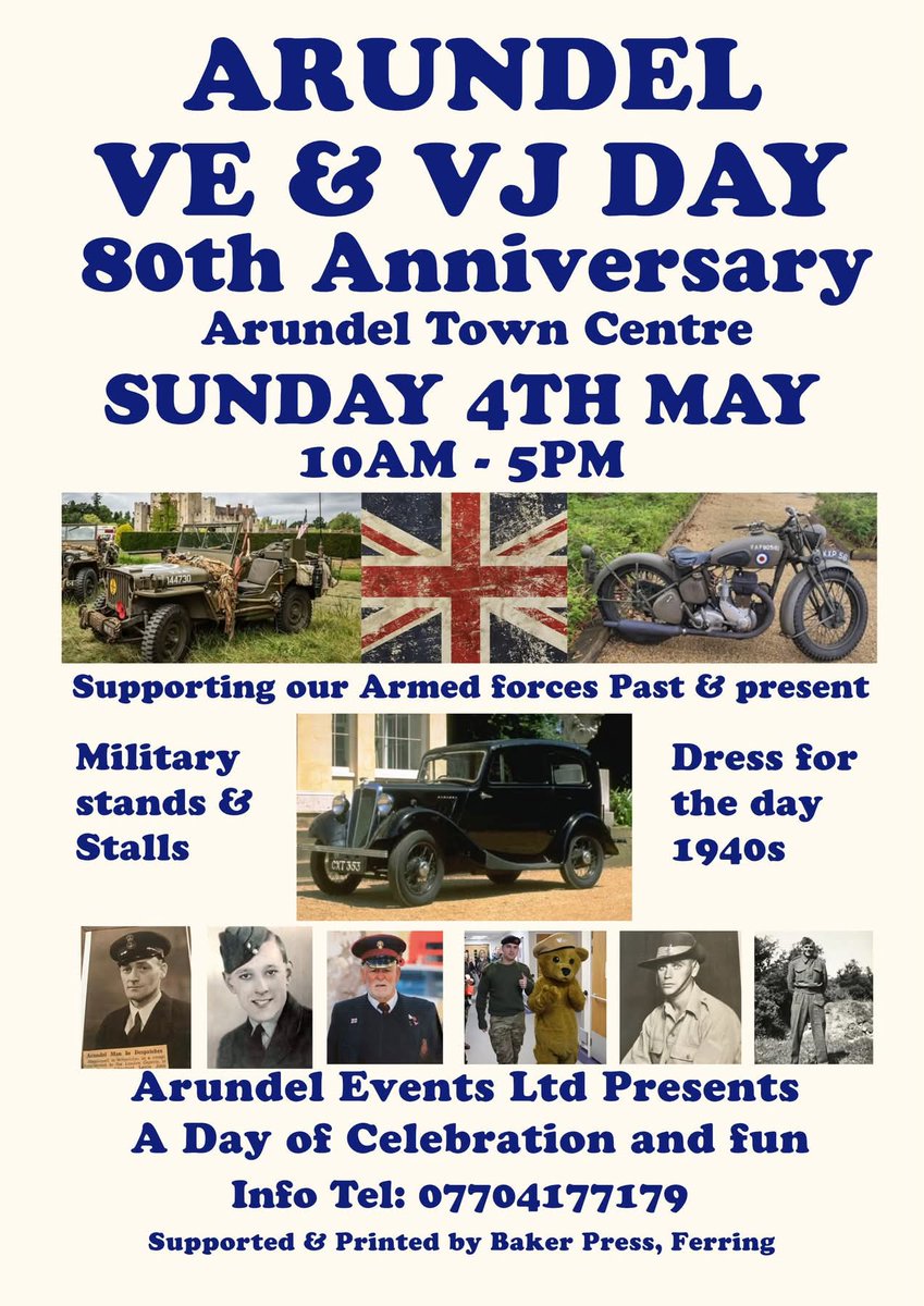 We are very pleased to be a part of Arundel VE and VJ Day celebrations in town. A huge amount of time and effort goes into these events, so do come along and support ours. <a href="/V2RadioSussex/">V2 Radio</a> <a href="/BBCSussex/">BBC Sussex</a> <a href="/business_sussex/">Sussex Business Spotlight🌟</a> <a href="/SussexExclusive/">Sussex Exclusive</a> <a href="/rmc_15/">SussexByTheSea 🏴󠁧󠁢󠁥󠁮󠁧󠁿</a> <a href="/arundis/">ArundisPVP</a>