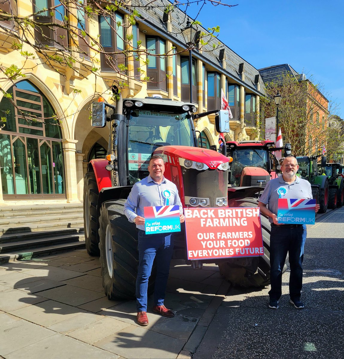Northamptonshire farmers standing against the inheritance tax today at the Guildhall. ReformUK candidates there supporting them. We stand for our local farmers. Vote ReformUK 1st May.
Your local candidates James R Petter and Anthony Owens Northamptonsouthreformuk for Far Cotton,