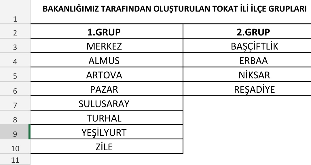 Milli Eğitim Bakanlığı, Norm fazlalarının ataması için illeri kendi içinde bölmüş ve ilçe grupları oluşturmuş. Pek çok il makul gruplara 4'e, 5'e bölünerken Tokat ölçeğinde bir il için 2 grup uygun görülmüş. Kim hazırladı bunu bilemiyoruz. Belli ki İl Milli Eğitim Müdürlüğünden