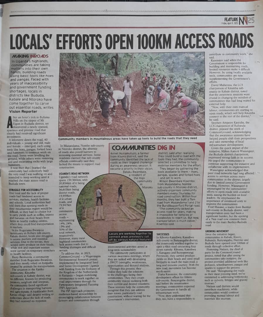 CommonGround Project (@commongroundug) on Twitter photo In today's <a href="/newvisionwire/">The New Vision</a> <a href="/CommonGroundUg/">CommonGround Project</a> features how the project through PIP Approach has empowered communities to start opening roads. More than 100km have been opened in different communities. <a href="/NLinUganda/">Embassy of the Netherlands in Uganda</a> <a href="/WURenvironment/">WUR Environmental</a> <a href="/ISSDUganda/">ISSD Uganda</a> <a href="/Aidug2007/">Albertine Interventions for Development (AID)</a> <a href="/KabaleCaritas/">Caritas Kabale</a> <a href="/JESE_Uganda/">Joint Effort to Save the Environment -JESE</a> In today's <a href="/newvisionwire/">The New Vision</a> <a href="/CommonGroundUg/">CommonGround Project</a> features how the project through PIP Approach has empowered communities to start opening roads. More than 100km have been opened in different communities. <a href="/NLinUganda/">Embassy of the Netherlands in Uganda</a> <a href="/WURenvironment/">WUR Environmental</a> <a href="/ISSDUganda/">ISSD Uganda</a> <a href="/Aidug2007/">Albertine Interventions for Development (AID)</a> <a href="/KabaleCaritas/">Caritas Kabale</a> <a href="/JESE_Uganda/">Joint Effort to Save the Environment -JESE</a>