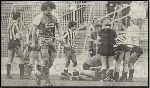 11th April 1987 - Terry Hurlock is sent off for punching Scott McGarvey but Millwall's ten men hold on to beat Mike Lyons' Grimsby 1-0 at the Den. The defeat is Town's fourth successive and their final six games after would produce only two more points seeing them relegated #GTFC