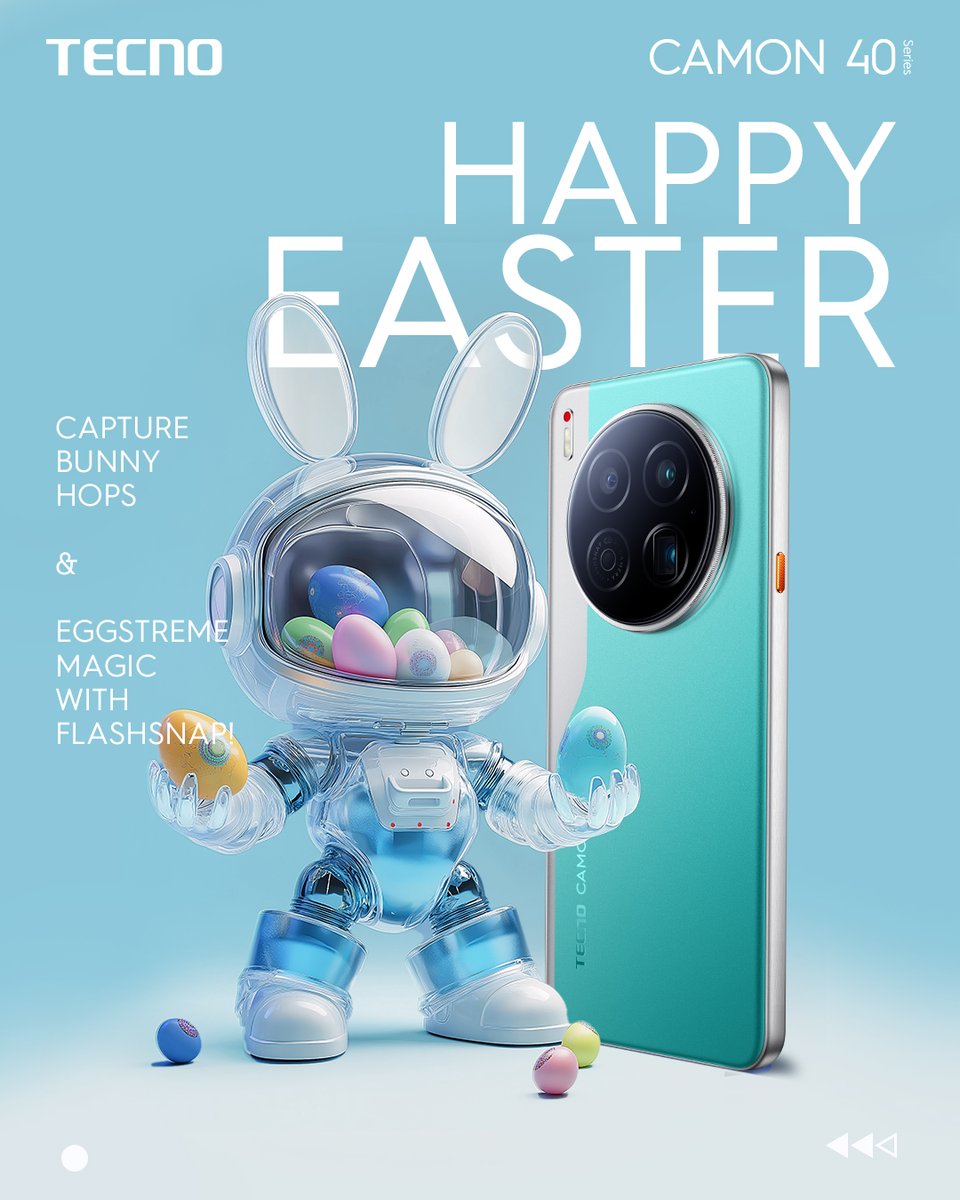 tecnomobile's tweet image. 🌼🐰🥚 Hop into #Easter with love and gratitude! From all of us at TECNO, we wish you a joyful Easter filled with sweet treats, warm moments, and endless smiles. 💙✨ 

#TECNO #TECNOAIoT #CAMON40Series #Easter2025
