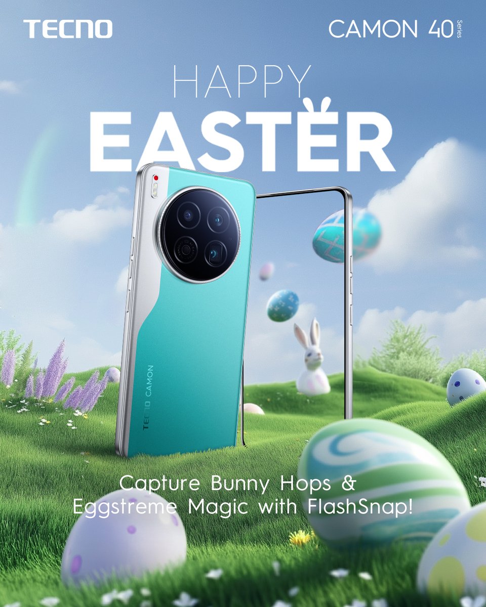 tecnomobile's tweet image. 🌼🐰🥚 Hop into #Easter with love and gratitude! From all of us at TECNO, we wish you a joyful Easter filled with sweet treats, warm moments, and endless smiles. 💙✨ 

#TECNO #TECNOAIoT #CAMON40Series #Easter2025