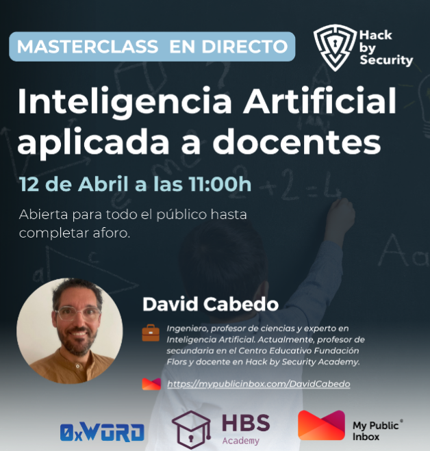 HackbySecurity's tweet image. ¿Impartes formaciones y quieres que la IA te facilite la vida? Asiste mañana a las 11:00 de la mañana a una masterclass gratuita impartida por @cabedodav  y comienza a utilizar la IA en tus clases.

¡Plazas son limitadas!

forms.office.com/e/Pju7w55Mp8

#hackbysecurity #hacking #IA