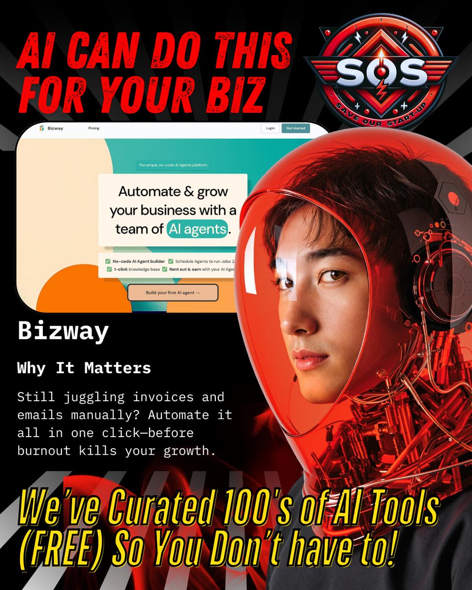 Still juggling invoices and emails manually? Automate it all in one click, before burnout kills your growth. #Learn more about Bizway here saveourstartup.co.uk/ai-tool/bizway/