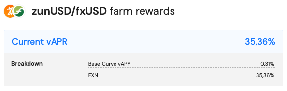 👀 Insider info: there's a double bribe coming for this pool in the next round.

And the yield is already looking pretty nice!

$zunUSD / $fxUSD 
thanks to <a href="/protocol_fx/">f(x) Protocol</a> &amp; <a href="/ConvexFinance/">Convex Finance</a>