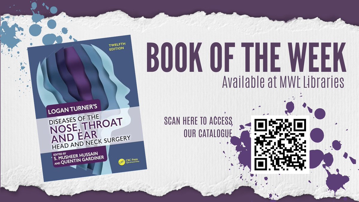 MWL NHS Libraries – St Helens & Knowsley (@mwlnhslib_sthk) on Twitter photo This classic ENT textbook has been updated and expanded to reflect the increasing sophistication of diagnostic and management skills.
Available at MWL libraries: bit.ly/3RfwTsC
#TeamMWL #BOTW #NHSLibraries #ENT This classic ENT textbook has been updated and expanded to reflect the increasing sophistication of diagnostic and management skills.
Available at MWL libraries: bit.ly/3RfwTsC
#TeamMWL #BOTW #NHSLibraries #ENT