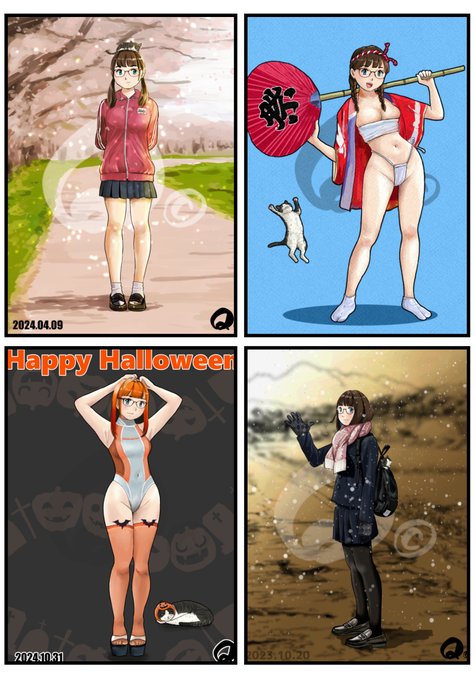 #あなたの描く四季が見たい 
🌸⛩️🎃🧣 