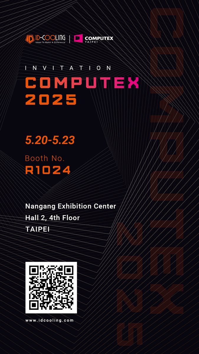IDCOOLING's tweet photo. Meet ID-COOLING at Computex 2025! 
Discover our all-new product lineup!

#idcooling #COMPUTEX2025  #cpufan #cpucooler https://t.co/ppJoPwxuTC