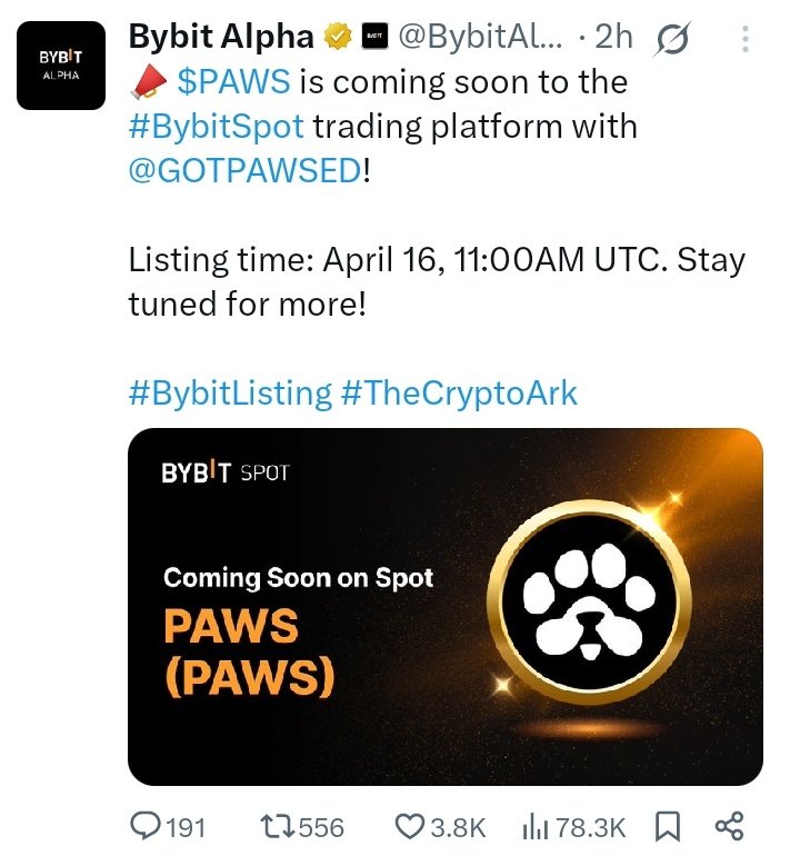#PAWS listing date confirm 
16 April 11:00 AM UTC 🔥