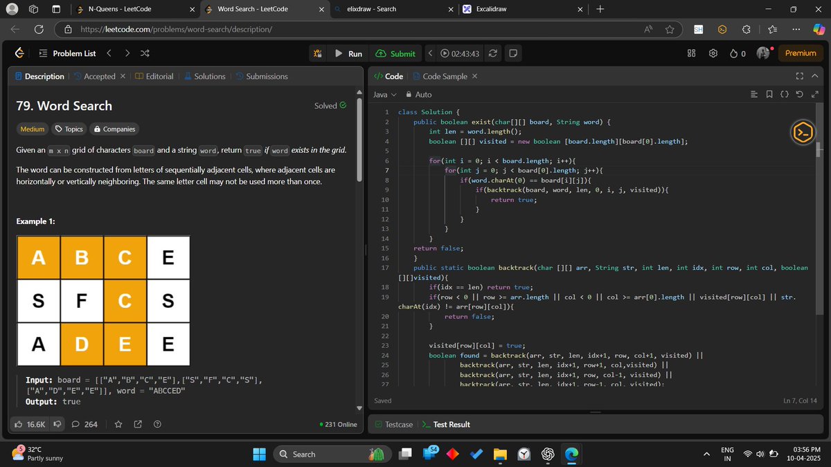ramin_codess's tweet photo. Day 5/100 
Word search leetcode 79 

Quick tip : In recursion try to implement the soln that comes to your mind at first, and don't just start thinking to find most optimal soln from the very start 

#CodingJourney #dsa #leetcode https://t.co/F8b7BGObBF