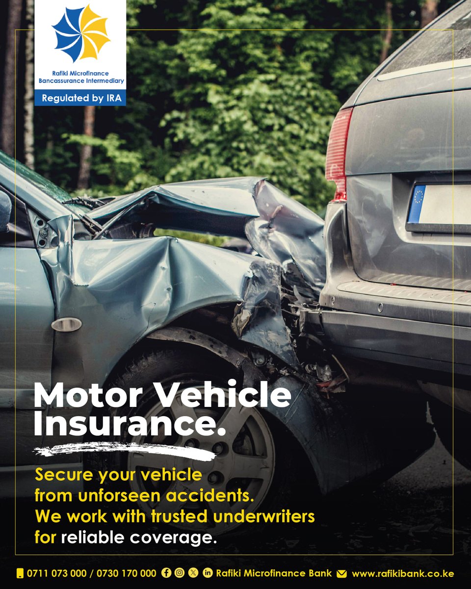 RafikiBank's tweet image. Protect your ride with Rafiki Motor Vehicle Insurance. Stay covered with trusted underwriters and reliable support.
✅ Comprehensive coverage
✅ Peace of mind on the road
☎️ 0711 073 000
🔍 rafikibank.co.ke
#MotorVehicleInsurance #RafikiBancassuranceIntermediary