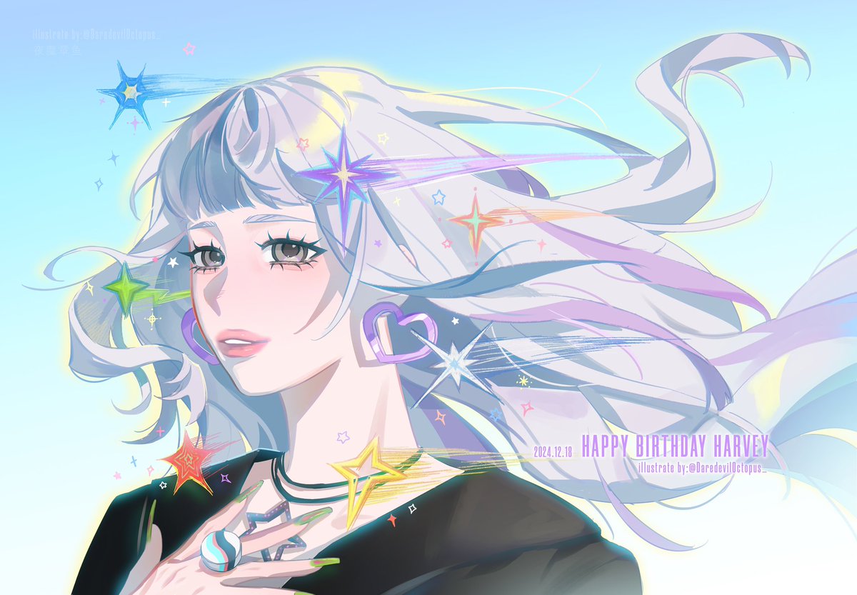 #XGALX #harvey 
去年画的harvey生贺🍰🍰🍰🦄💜😽