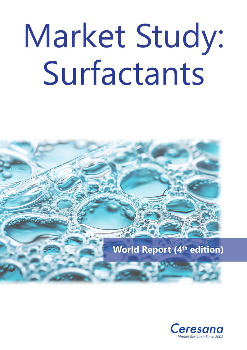 Clean and Comfortable: Ceresana Study on the Growing Market for Surfactants

Cleaners and #detergents belong to the most frequently used #chemicals. The new Ceresana report shows that  #surfactants are sold worldwide for more than USD 49 billion per year: ceresana.com/en/produkt/sur…