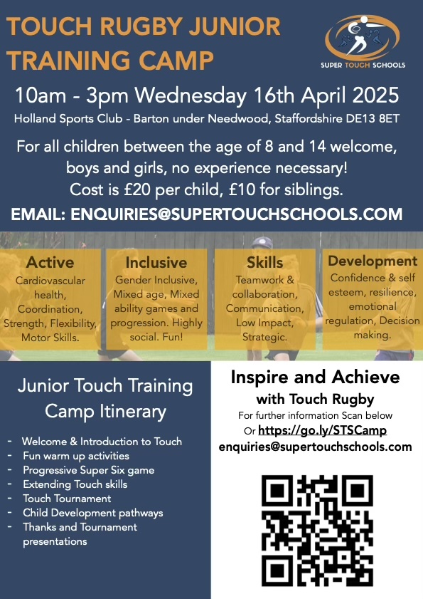 SuperTouchSch's tweet photo. Still spaces left for the Junior Touch Training camp on the 16th April. It's going to be great! https://t.co/aHEM6pF59C