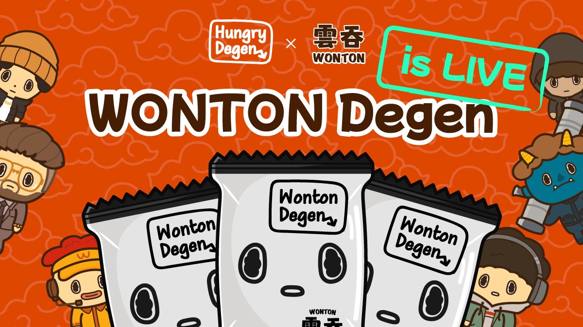 🔥 IT’S OFFICIALLY LIVE 🔥
🥟 WONTON Degen 🥟
👨🏻‍🍳Adopt your degen, feed them Wontons, earn 🗑️ Food Waste &amp; redeem prizes!

👾 Play now: t.me/WontonOrgBot/g…

🧧 Major update before TGE

💬 Which degen did you get first? Comment Below⬇️

#WONTON #TON #NFTGame #Web3Game