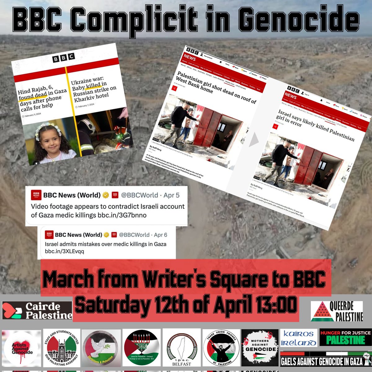 Belfast_IPSC's tweet image. Join the March for Palestine this Saturday at 1pm leaving Writer's Square!
Bring friends and family.
We must not lose hope that this Genocide will end, we must keep marching so Palestine is not forgotten.