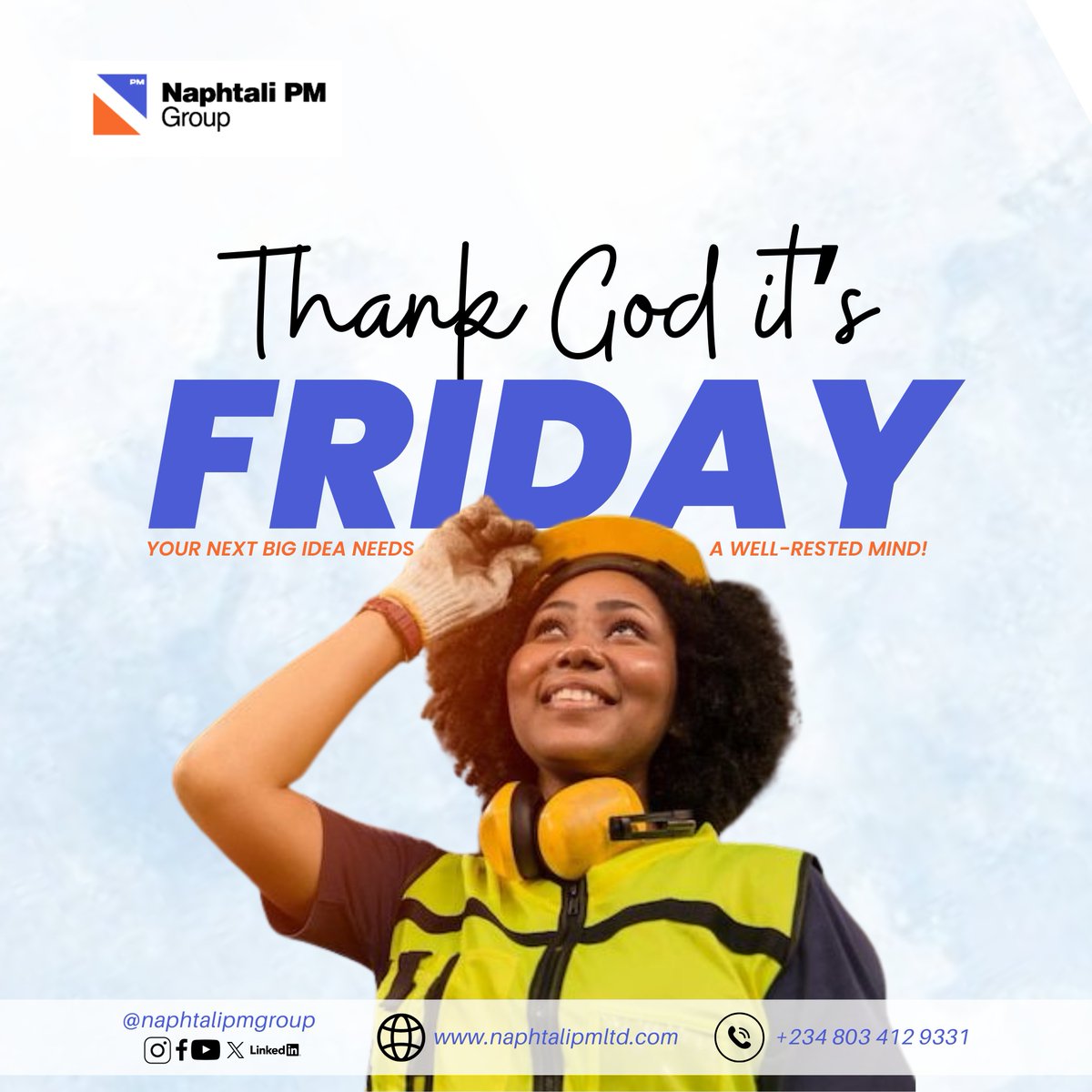 Naphtali_pm's tweet photo. TGIF, friends! 🎊
You’ve earned the right to shut down the spreadsheets, close the tabs, and maybe ignore a few emails till Monday 😅

Go recharge, laugh a little louder, and live a little freer. Your next big idea needs a well-rested mind!

#TGIF  #WeekendMood #NaphtaliPMGroup https://t.co/HQ5oS7qgPw