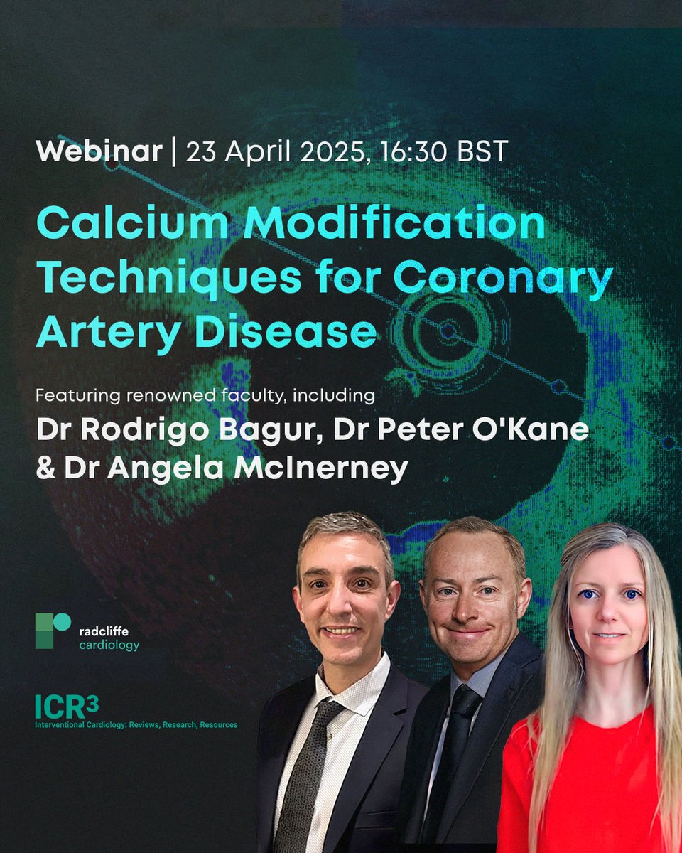 💡 Master Calcium Modification Techniques!  

📅 23 April 🕔 17:30 CEST 🔗 Register Free Here👉 tinyurl.com/2s3cycwz

Join us for a free-to-access webinar featuring leading interventional cardiologists discussing:
🩺 Atherectomy techniques: Rotational, orbital &amp; laser
🩺 Novel