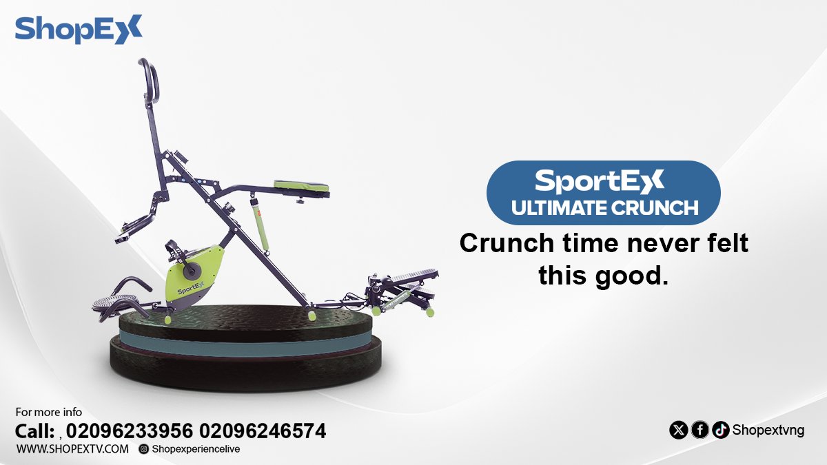 shopextvng's tweet photo. Say goodbye to boring ab workouts!
 
The SportEX Crunch Machine targets your core with precision and helps you feel the burn the right way. 

Make your weekends work for you! 

DM or Call 0209 6246 574 to order. 

#ShopEX #FitnessFriday #CoreGoals #SportEX https://t.co/GGOJZYFFGt