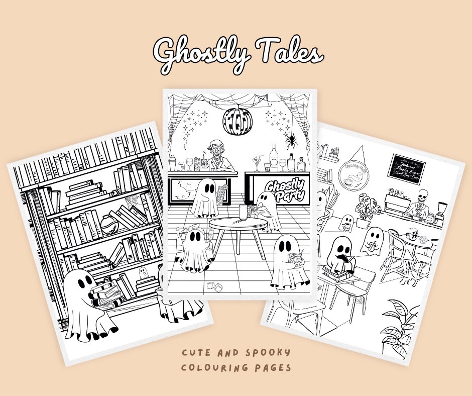 newagedesignz's tweet photo. 👻 Dive into the World of Ghostly Tales in scenes full of quirky ghosts, mystical creatures, and cozy haunts. Instant digital download Link in Description #ghoststories #colouringbook #colouringforkids #digitaldownload #ipadcoloring #funforkids #colouringforadults #cuteandspooky https://t.co/61tK6z8eab
