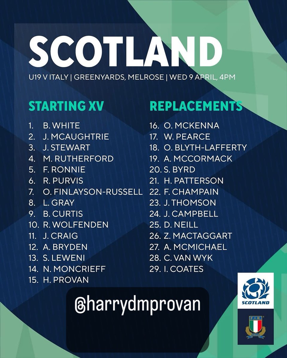 HSofG's tweet photo. 🏉 A huge congratulations to Class of 2024 FP, Harry Provan, who played for the Scotland U19 team on Wednesday in their match against Italy at Melrose RFC!
👏 Despite the team not quite securing a win, Harry was one of the match's score-triers.
#HSOGCommunity https://t.co/1z2CIcPgu2