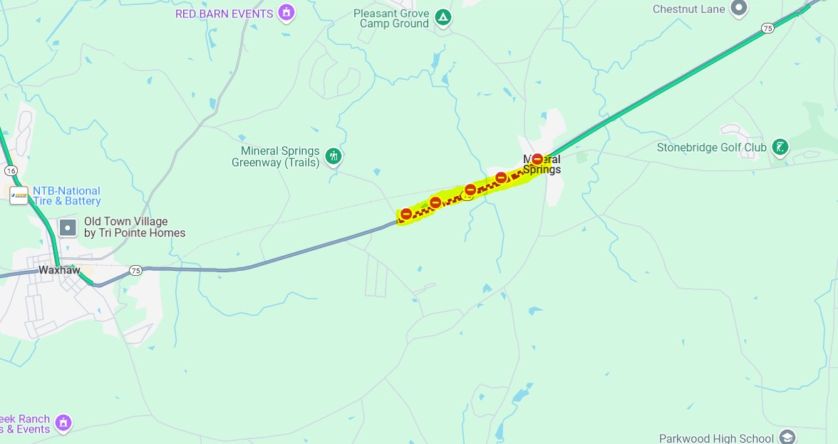 Clt_TrafficGuy's tweet photo. ⛔️Last night's storms caused damage on Waxhaw Highway (NC-75)...blocking the road with fallen power lines.  It may be a few more hours before the road is open.
#Charlotte_Traffic #Clt #NC #SC  #UnionCo https://t.co/hFPa5sf0Nk
