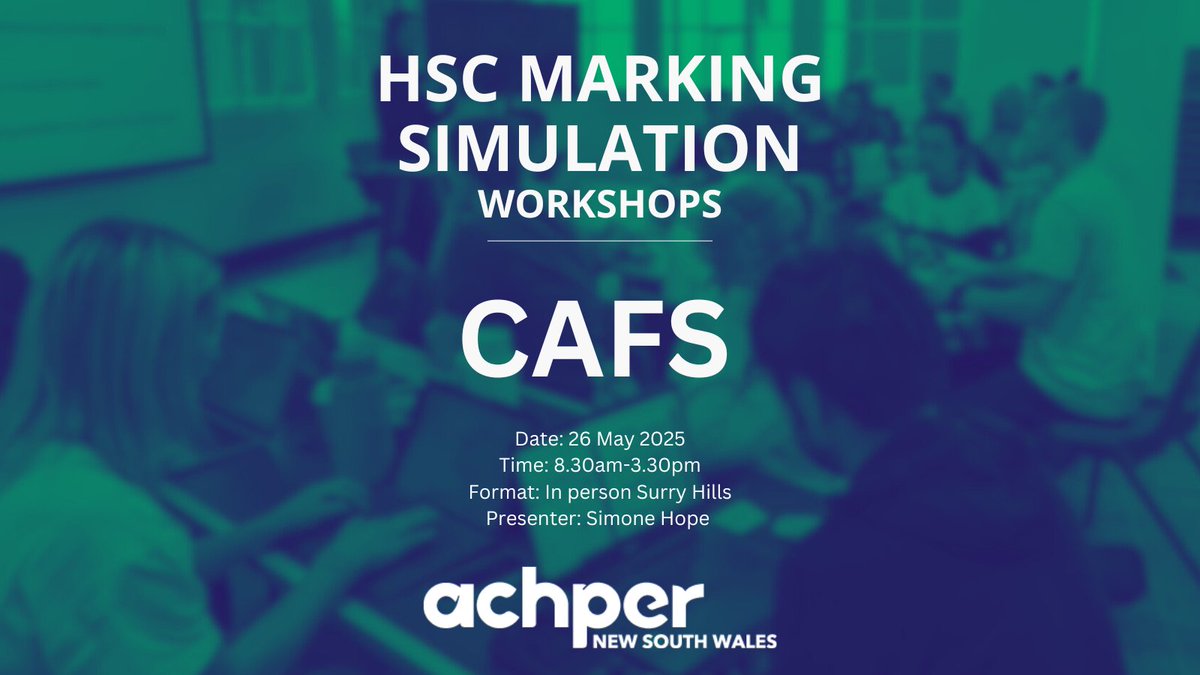 Join our HSC workshop for tips and simulated marking! 📅 26 May 2025 in Sydney. Register now—limited spots! #HSC #PDHPE #TeacherPD #HSCMarking #NSWTeachers achpernsw.com.au/event/hsc-mark…