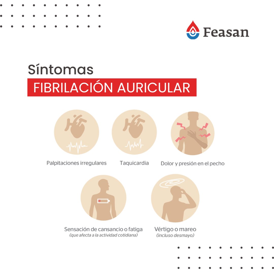 🚨 ¡Conoce los síntomas de la Fibrilación Auricular!

Esta afección cardíaca puede no mostrar síntomas, pero cuando los hay, es clave detectarlos a tiempo.

📌 Descarga la guía educativa "Conoce la Fibrilación Auricular": anticoagulados.info/observatorio/b…

#Feasan #FibrilaciónAuricular
