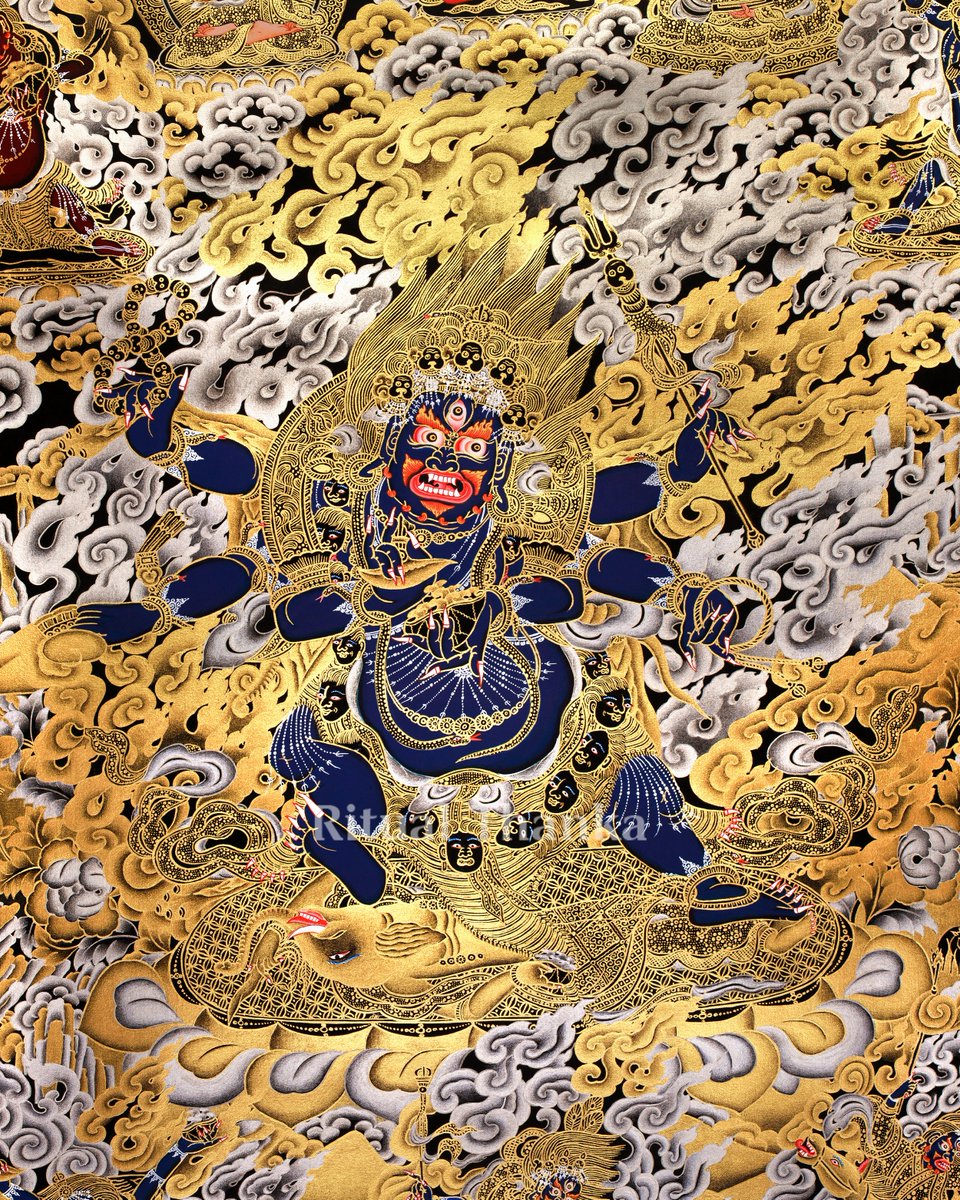 Ritualthanka's tweet photo. What’s standing between you and inner peace? 🧘‍♂️✨

The Gold &amp; Silver Wrathful Mahakala Thangka offers fierce protection and clarity.

Crafted to empower your path. 🌿

SKU: 10586BR6ArmedMahakalaT

#ritualthanka #MahakalaThangka #SpiritualProtection #GoldSilverThangka #BuddhistArt https://t.co/t4TIqGwXrM