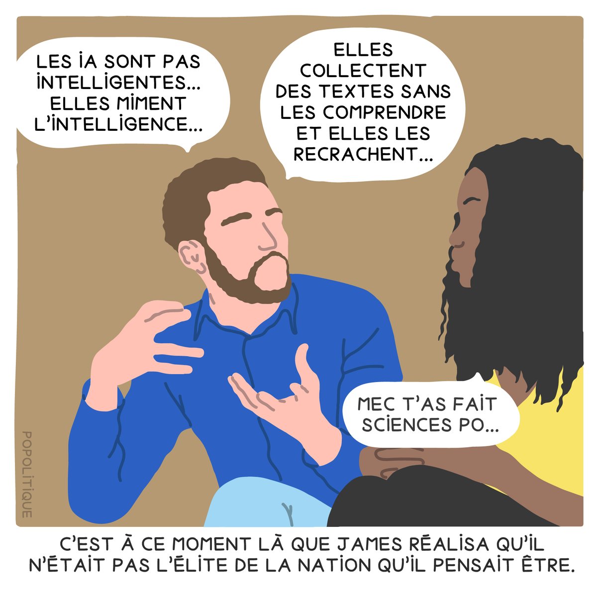 James aurait voulu lui rétorquer quelque chose, mais il n’avait jamais compris la rhétorique 

Inspiré d’un meme de Jean Maurice sur NdFlex
