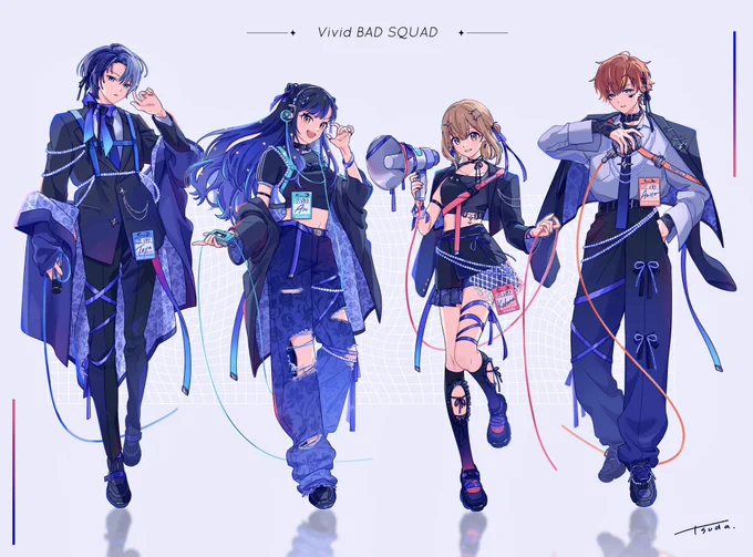 ✧✧ 𝑽𝒊𝒗𝒊𝒅 𝑩𝑨𝑫 𝑺𝑸𝑼𝑨𝑫 ✧✧ビビバスグッズのイラストですアクスタとクリアファイル制作中!#prsk_FA    #クリフェス 