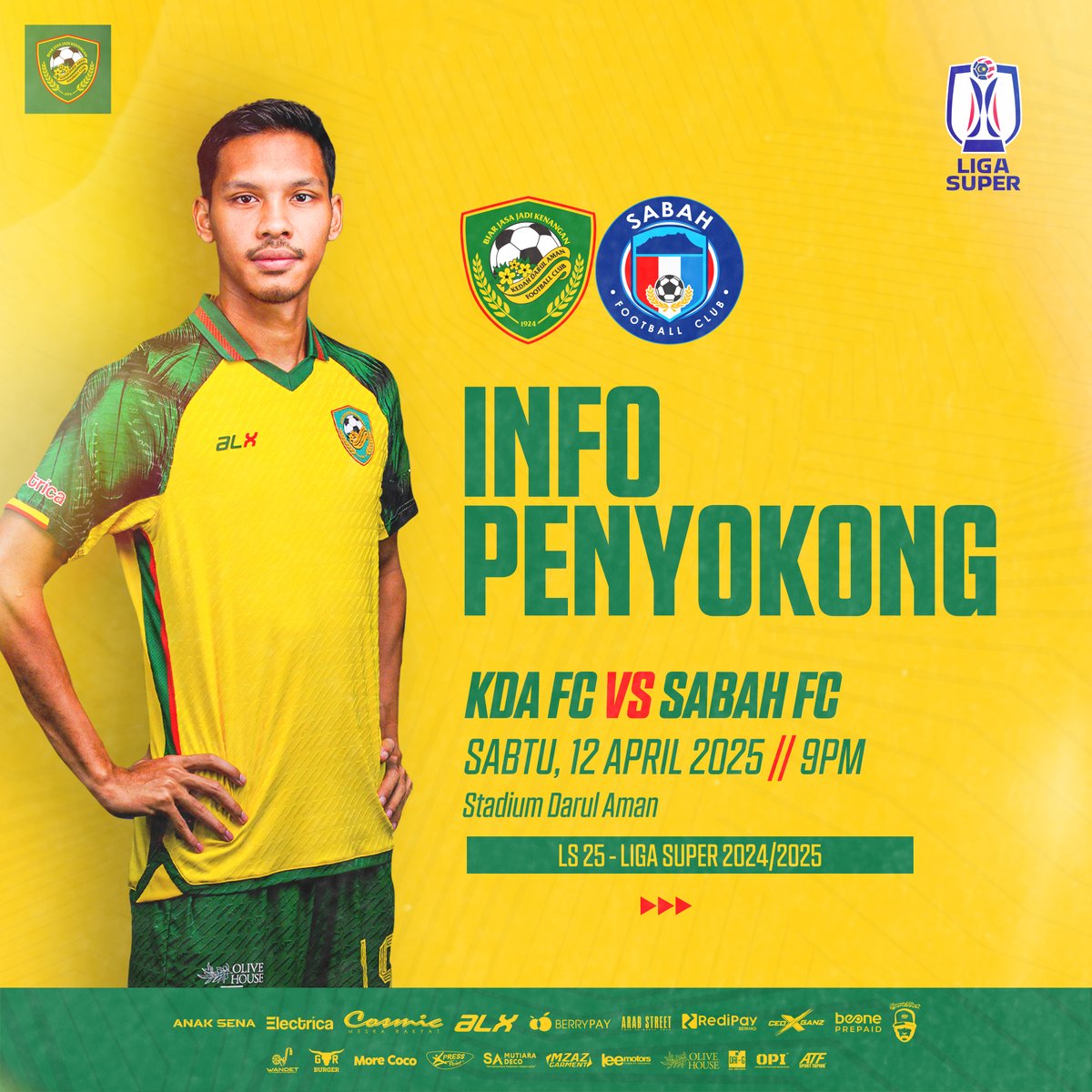 kda_fc's tweet image. 🟢🟡 𝐈𝐍𝐅𝐎 𝐏𝐄𝐍𝐘𝐎𝐊𝐎𝐍𝐆 𝐃𝐈 𝐒𝐓𝐀𝐃𝐈𝐔𝐌 𝐃𝐀𝐑𝐔𝐋 𝐀𝐌𝐀𝐍 🟢🟡

#KDAFC #LigaSuper2425 #LS25 #KDASAB