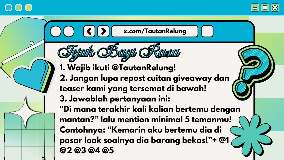 TautanRelung's tweet image. ⠀
Forum sudah membuka jalur keberuntungan bagi mereka yang ingin mencoba! Silakan ikuti persyaratan kami dan daftarkan diri kalian hingga tanggal 12 April pukul 19.00 WIB!
⠀