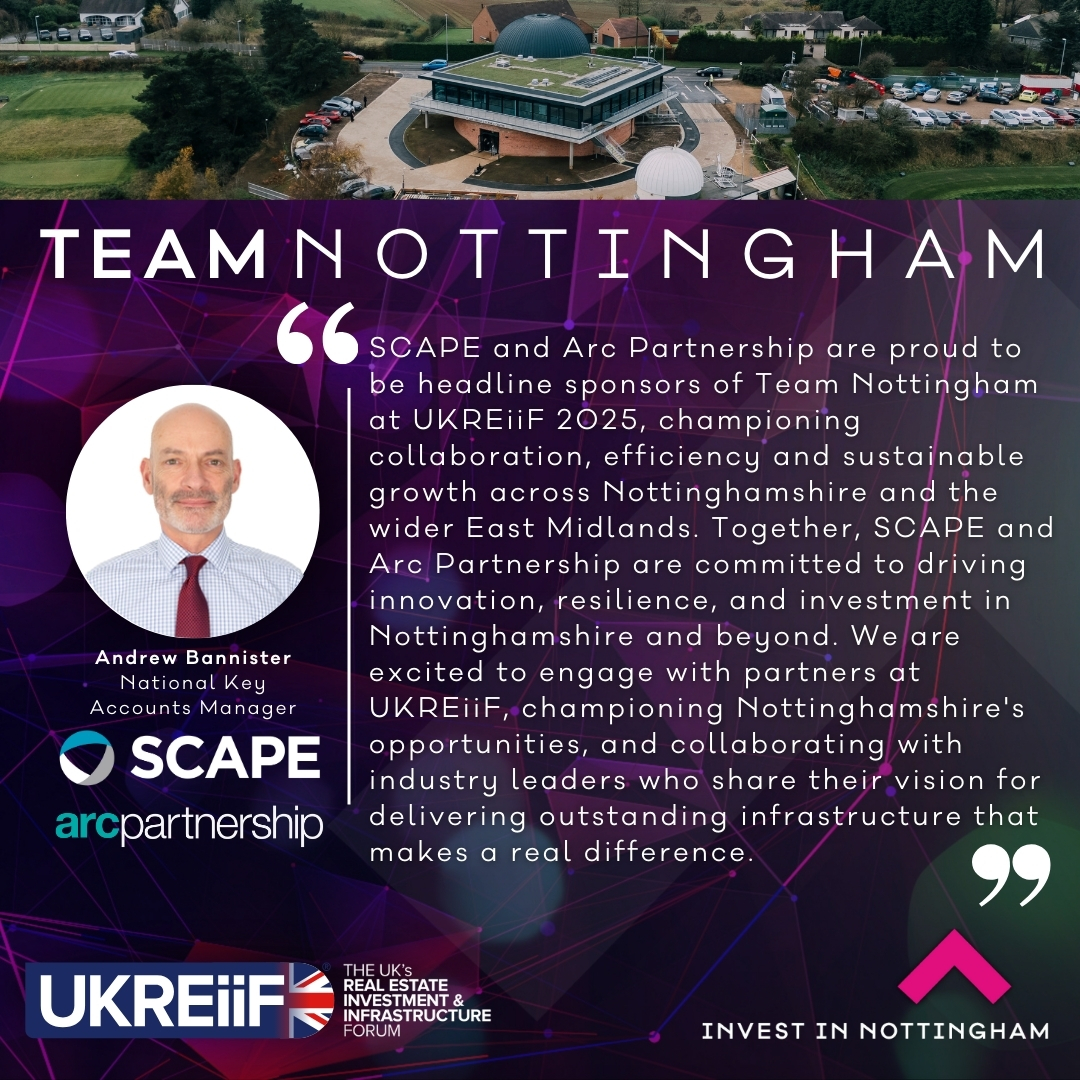 Excited to have SCAPE and Arc Partnership headline #TeamNottingham at #UKREiiF

They’re championing innovation, and sustainable growth across Nottinghamshire and beyond — delivering infrastructure that transforms communities.

👉 Find out more: bit.ly/3YoGFfM