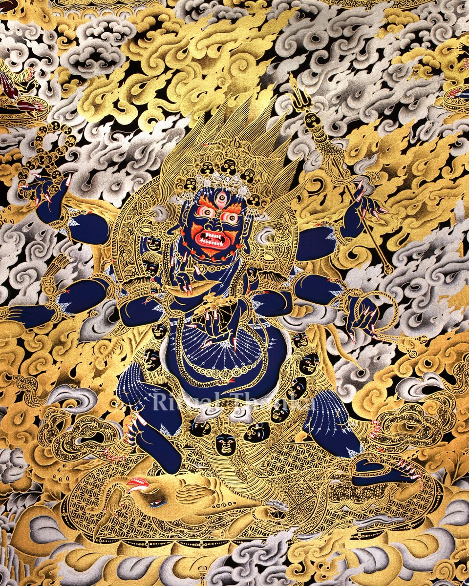 Ritualthanka's tweet photo. What’s standing between you and inner peace? 🧘‍♂️✨

The Gold &amp; Silver Wrathful Mahakala Thangka offers fierce protection and clarity.

Crafted to empower your path. 🌿

SKU: 10586BR6ArmedMahakalaT

#ritualthanka #MahakalaThangka #SpiritualProtection #GoldSilverThangka #BuddhistArt https://t.co/t4TIqGwXrM