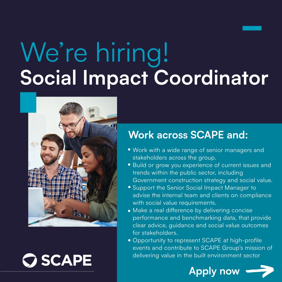 🚀 Ready to make a difference? Join our SCAPE Frameworks team as a Social Impact Coordinator in Nottingham! Collaborate, innovate, and drive social value. 🌟 Apply now: eu1.hubs.ly/H0jcP6n0 ⏰ Deadline: 17th April 2025 #Job #Hiring #SocialImpact #CareersUK