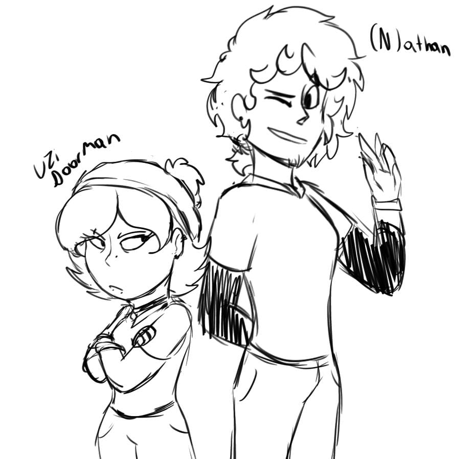 Murder.. Techs?!
WOOP WOOP, WE ARE SO BACK WITH THEEEM🫶💖✨‼️🔥

Here's Fiko as Dissasembly Drones and Nuzi as Glitch Techs (Bailley and Dapney). EXPECT MORE OF THEM‼️✨

#murdedrones #murdedronesfanart #GlitchTechs #murderdronesNuzi #glitchproductions #GlitchTechsFiko