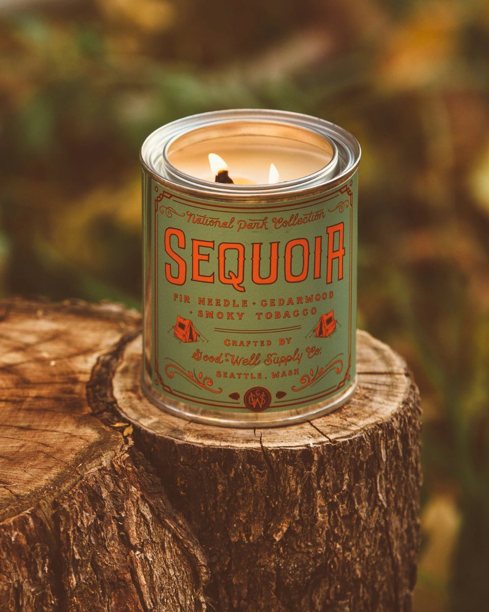 Sequoia National Park tin candle 🌳🏕️⁠
⁠
Handmade and imported from Seattle USA⁠
⁠
These candles celebrate the beauty of the great outdoors and spark the spirit of exploration. ⁠
⁠
Notes of Fir, Cedarwood &amp; Smoky Tobacco.⁠
⁠
#dykeanddean #candleaddict #cedarwood⁠