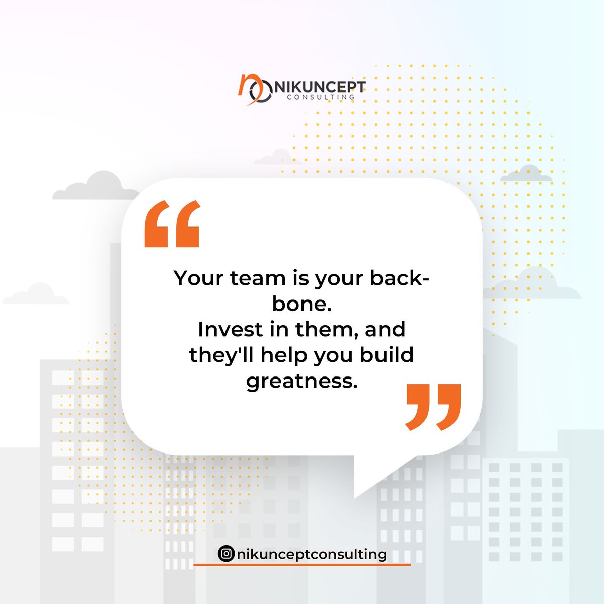 NikunceptCons's tweet photo. Happy Weekend Business Owners! 🌟🤩

Your team is your greatest asset. Nurture their growth, and they will help you achieve exceptional results.  

#Businessquotesoftheweek #Businessbuildings #Nikuncept #Nikunceptconsulting https://t.co/vwVWZ1z3Gd
