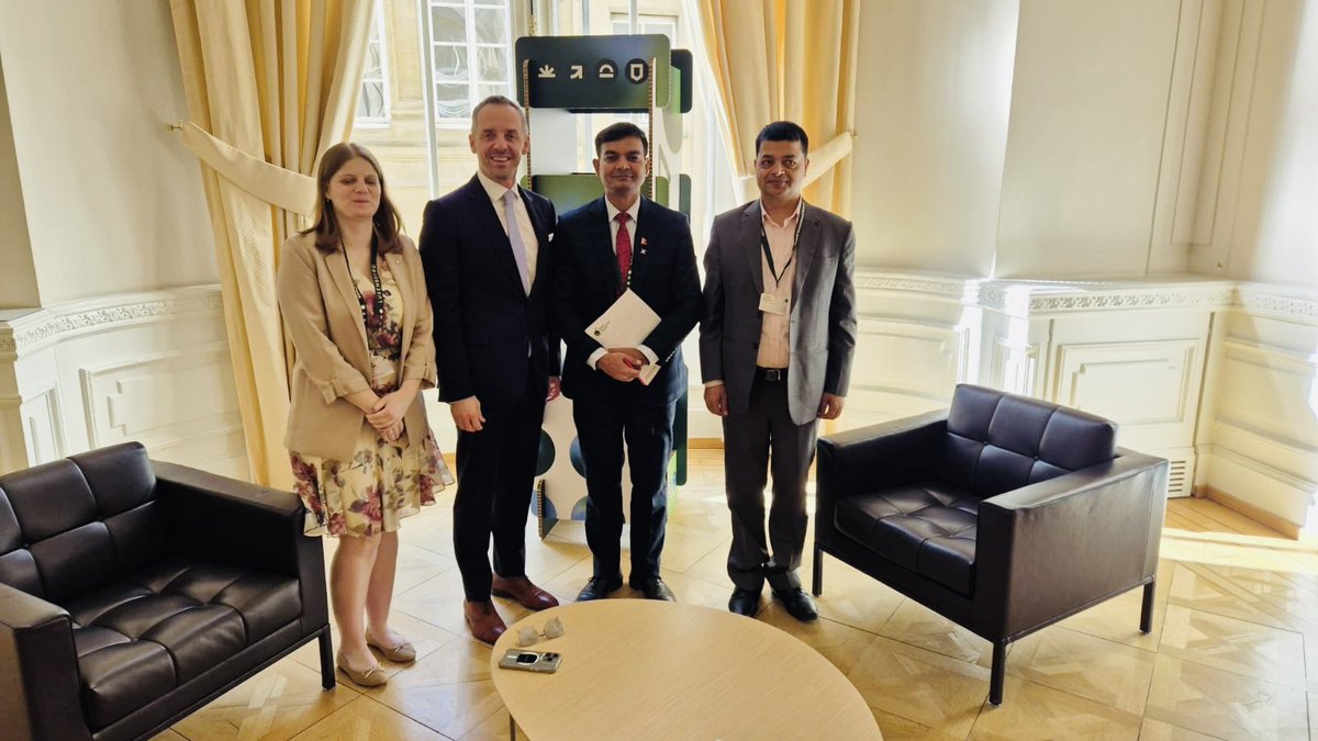 khpushkar's tweet photo. Had the honor of meeting Hon. Georges Mischo, Minister of Labour and Minister of Sport of the Government of Luxembourg @gouv_lu Engaged in dialogue on possible BLA/MoUs addressing labour migration, mobility, social innovation, and eGovernance. Pleased that H.E. Mischo graciously accepted our invitation for an official visit to Nepal at a mutually convenient time. Also exchanged views on advancing the progress and prosperity of the Nepali diaspora in Luxembourg, and further enhancing cooperation through exchanges of officials, students, education, training, technology, skills, and more, thereby deepening our people-to-people and government-to-government relations.  @nepalinbrussels 
@LUinNewDelhi @MoLESS_Nepal @PM_nepal_ @mofnepal @ILO_Nepal