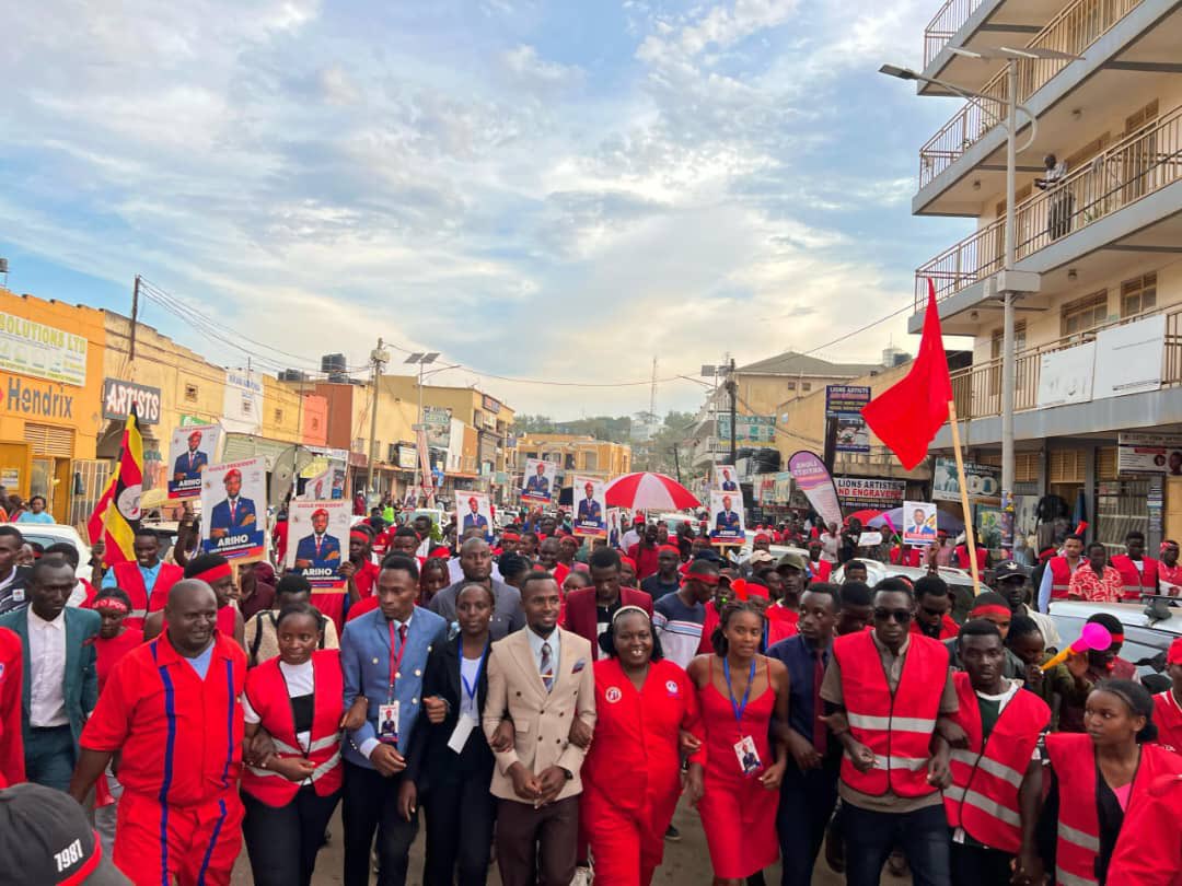NUP_Ug's tweet photo. Our Deputy President for Western Uganda @JacklynJolly1 yesterday led the institutions wing to drum up support for comrade Ariho Lucky who is our flag bearer in the MUST guild race. We rally all students at MUST to overwhelmingly support him.
#PeoplePowerOurPower https://t.co/AeRp8QDUVO
