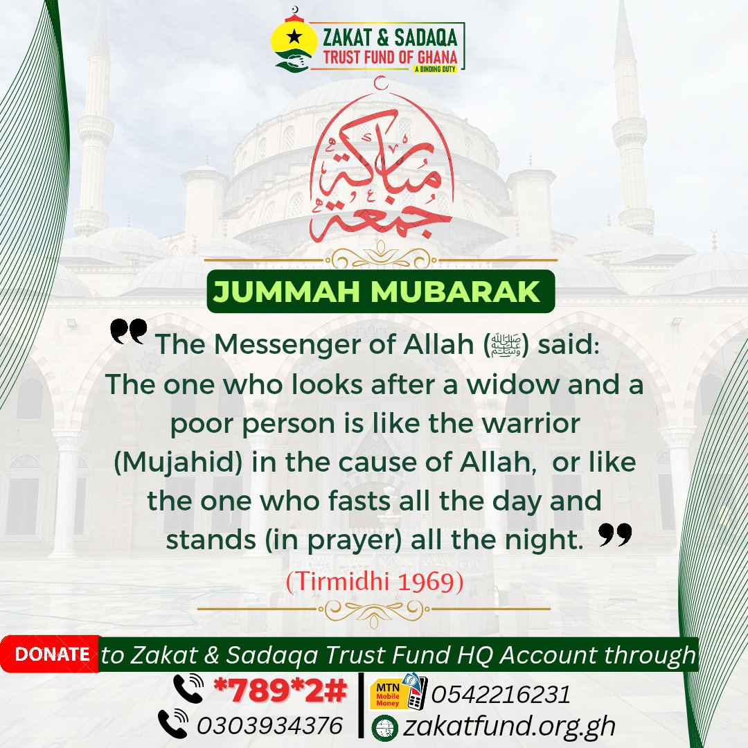 ZakatSadaqaTru1's tweet photo. Assalaam Alaikum‼️
Let's all strive to become Mujãhids in the course of Allah. 
May Allah reward us abundantly 🤲🏾

No amount is little in the sight of Allah. 
Donate now momo>>0542216231
Donate now @ https://t.co/i2AInSgxL5 
Donate now @ *789*2#

#JummahMubarak #Jummah https://t.co/0x9ejFubRq